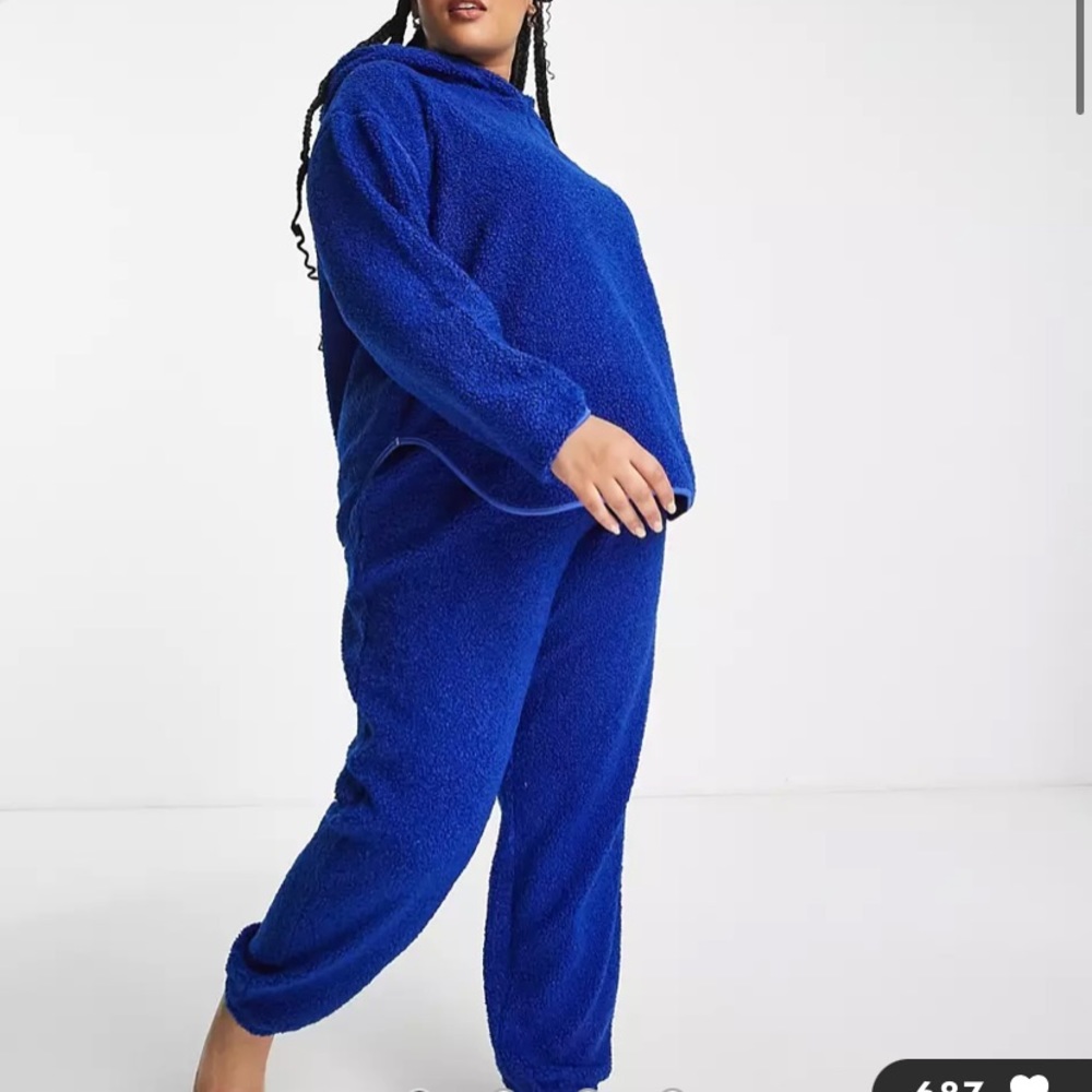 ASOS Curve blue Sherpa matching sweat set